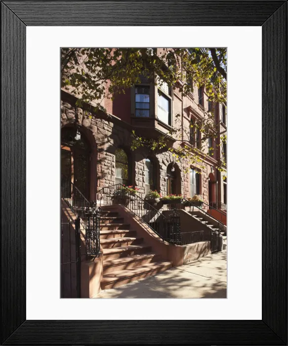Framed Print : Brownstone buildings in Harlem, Manhattan, New York City, USA Framed Print : Brownstone buildings in Harlem, Manhattan, New York City, USA