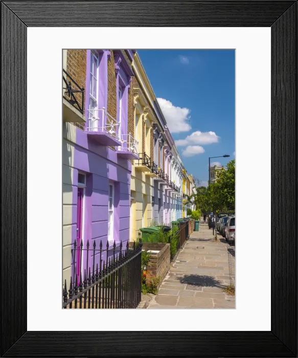 Framed Print : UK, England, London, Camden, Hartland Road, colourful houses Framed Print : UK, England, London, Camden, Hartland Road, colourful houses