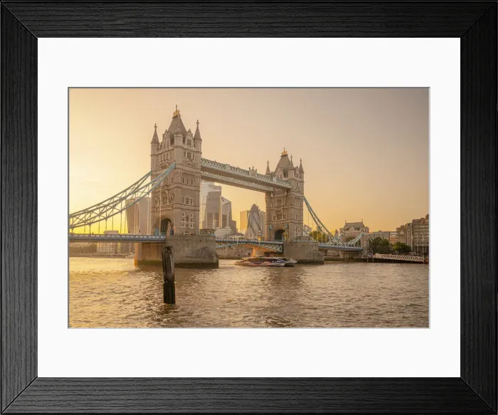 Framed Print : UK, England, London, Tower Bridge and City skyline beyond Framed Print : UK, England, London, Tower Bridge and City skyline beyond