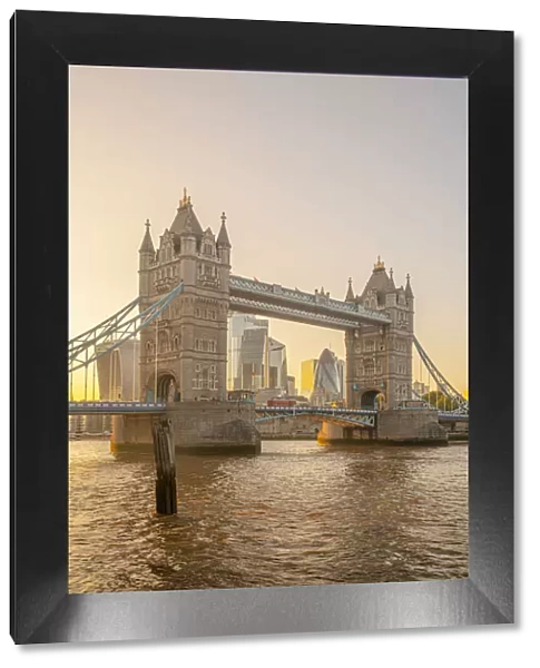 UK, England, London, Tower Bridge and City skyline beyond