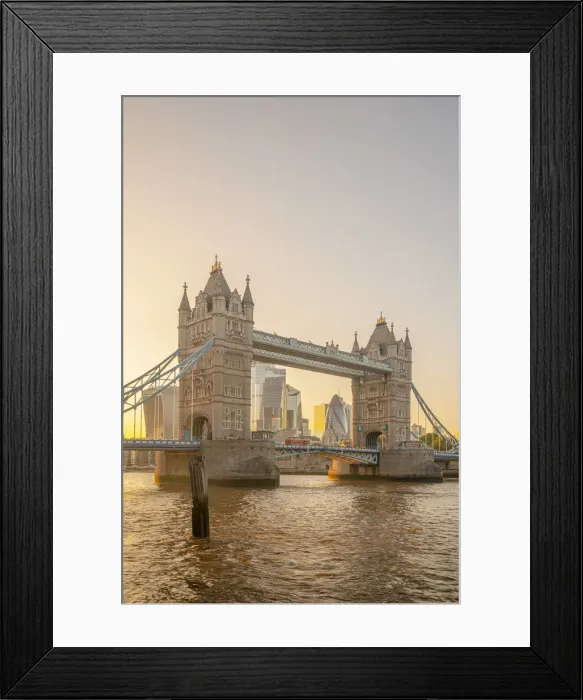 Framed Print : UK, England, London, Tower Bridge and City skyline beyond Framed Print : UK, England, London, Tower Bridge and City skyline beyond
