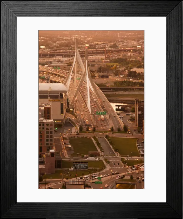 Framed Print : USA, Massachusetts, Boston, Leonard Zakim Bridge and Rt. 93