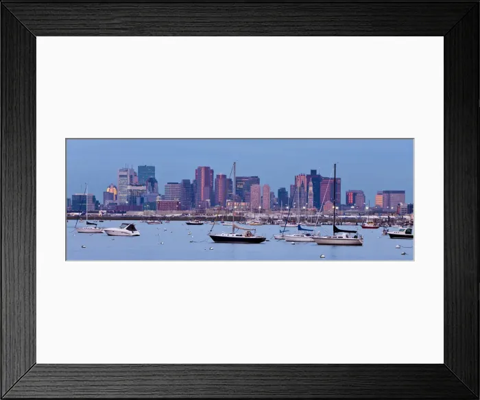 Framed Print : USA, Massachusetts, Boston, City skyline and boats moored in the harbour Framed Print : USA, Massachusetts, Boston, City skyline and boats moored in the harbour