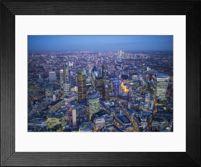 Framed Print : Aerial view, over the City of London, London, England Framed Print : Aerial view, over the City of London, London, England