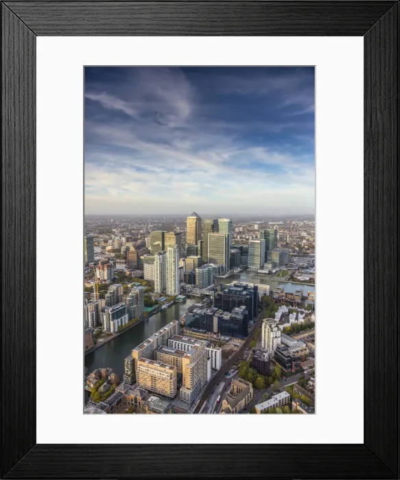 Framed Print : Aerial view from helicopter, Canary Wharf, London, England