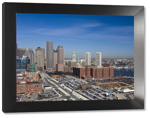 USA, Massachusetts, Boston, Financial District from South Boston, elevated