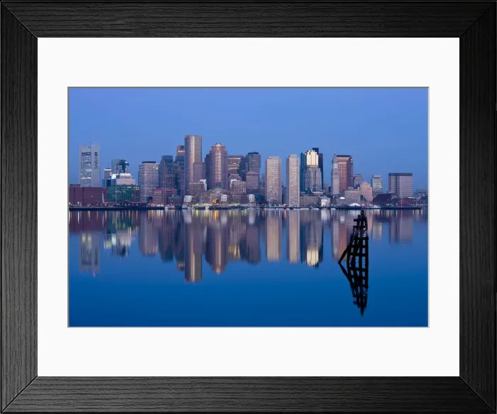 Framed Print : USA, Massachusetts, Boston, Financial District from Logan Airport, East Boston Framed Print : USA, Massachusetts, Boston, Financial District from Logan Airport, East Boston