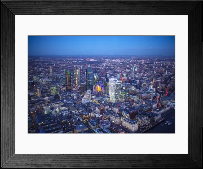 Framed Print : Aerial view over the City of London, London, England Framed Print : Aerial view over the City of London, London, England
