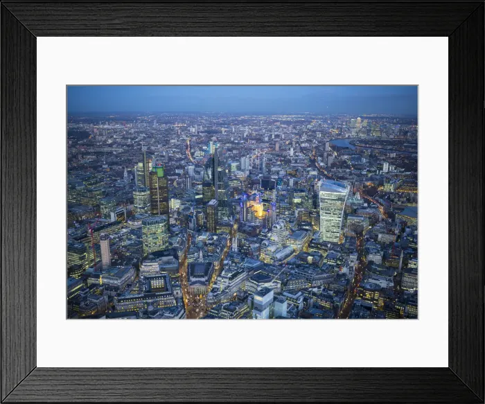 Framed Print : Aerial view over the City of London, London, England Framed Print : Aerial view over the City of London, London, England