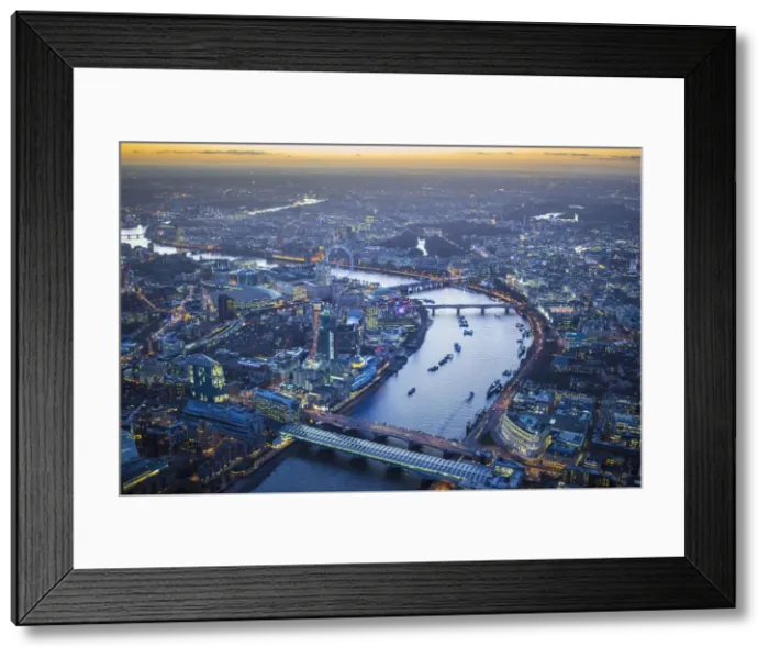Framed Print : Aerial view of the South Bank, River Thames and the Lodon Eye, London, England Framed Print : Aerial view of the South Bank, River Thames and the Lodon Eye, London, England
