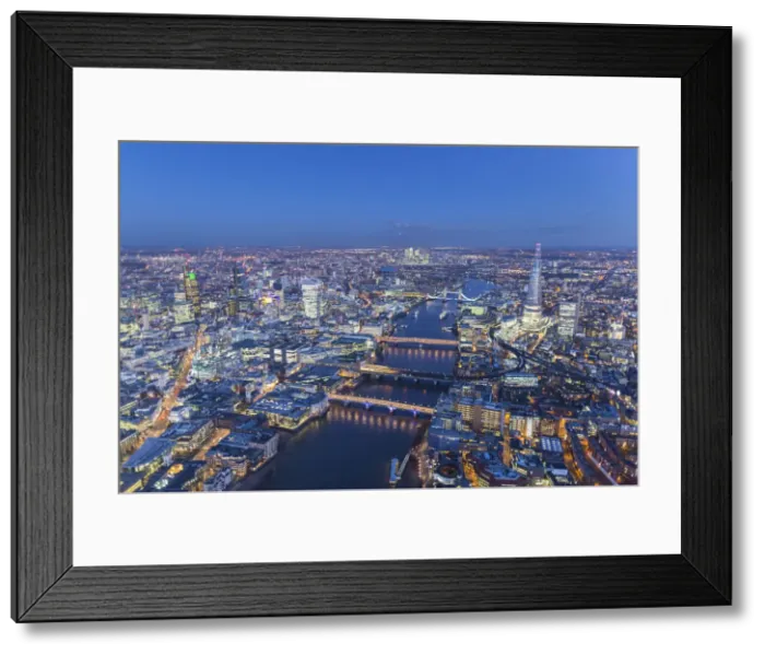 Framed Print : Aerial view of The Shard, River Thames and City of London, London, England Framed Print : Aerial view of The Shard, River Thames and City of London, London, England