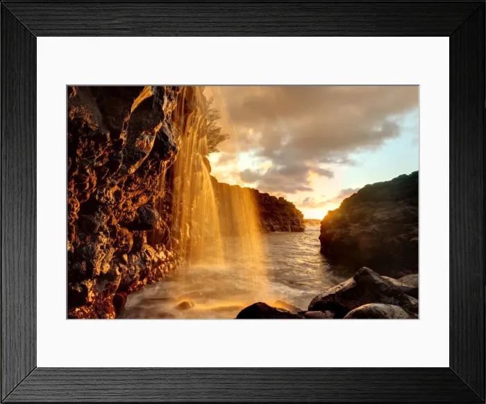 Framed Print : USA, Hawaii, Kauai, Queens Bath and waterfall Framed Print : USA, Hawaii, Kauai, Queens Bath and waterfall