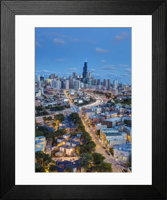 Framed Print : USA, Illinois, Chicago, The Willis Tower and City skyline Framed Print : USA, Illinois, Chicago, The Willis Tower and City skyline