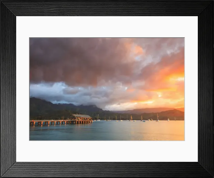 Framed Print : USA, Hawaii, Kauai, Hanalei Bay and Pier Framed Print : USA, Hawaii, Kauai, Hanalei Bay and Pier