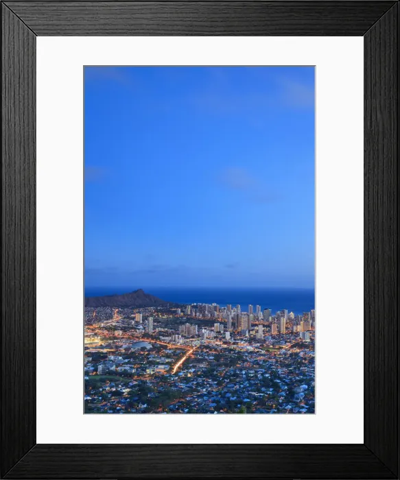 Framed Print : USA, Hawaii, Oahu, Honolulu Skyline and Diamond Head Crater, from Puu Ualakaa State Park Framed Print : USA, Hawaii, Oahu, Honolulu Skyline and Diamond Head Crater, from Puu Ualakaa State Park
