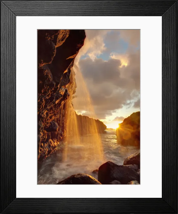 Framed Print : USA, Hawaii, Kauai, Queens Bath and waterfall Framed Print : USA, Hawaii, Kauai, Queens Bath and waterfall