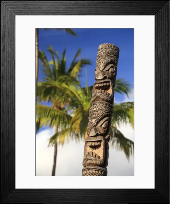 Framed Print : USA, Hawaii, Maui, Kaanapali Beach, Hawaiian Tiki Statue