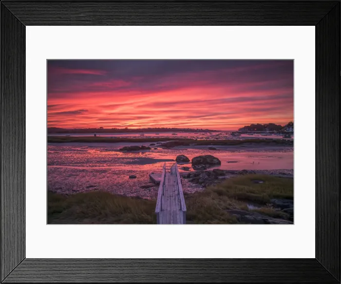 Framed Print : USA, New England, Cape Ann, Massachusetts, Annisquam, pier at sunset o the Annisquam
