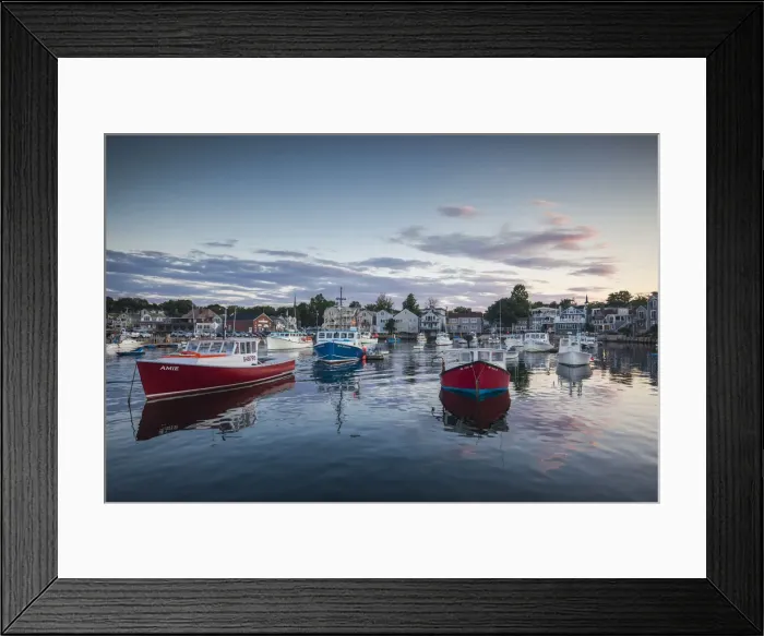 Framed Print : USA, New England, Cape Ann, Massachusetts, Rockport, Rockport Harbor, boats, dusk Framed Print : USA, New England, Cape Ann, Massachusetts, Rockport, Rockport Harbor, boats, dusk