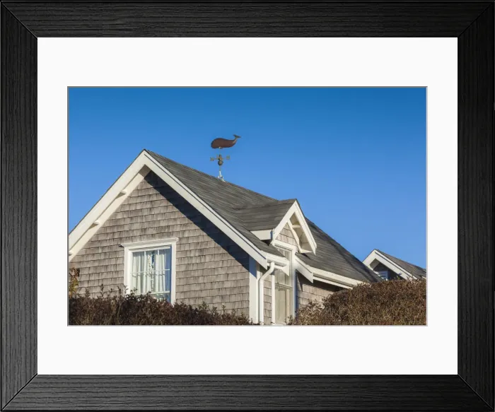 Framed Print : USA, New England, Massachusetts, Nantucket Island, Siasconset, cottage with whale-shaped Framed Print : USA, New England, Massachusetts, Nantucket Island, Siasconset, cottage with whale-shaped