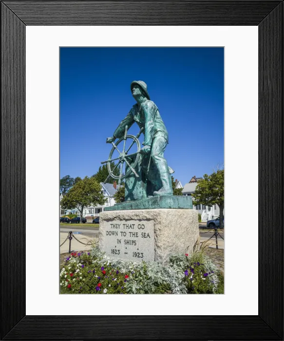 Framed Print : USA, New England, Massachusetts, Cape Ann, Gloucester, Man at the Wheel statue, Gloucester Framed Print : USA, New England, Massachusetts, Cape Ann, Gloucester, Man at the Wheel statue, Gloucester