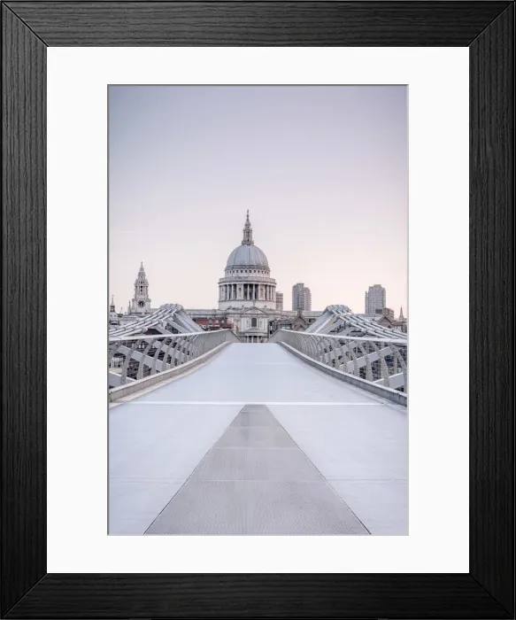 Framed Print : UK, England, London, St. Pauls Cathedral and Millennium Bridge over River Thames Framed Print : UK, England, London, St. Pauls Cathedral and Millennium Bridge over River Thames