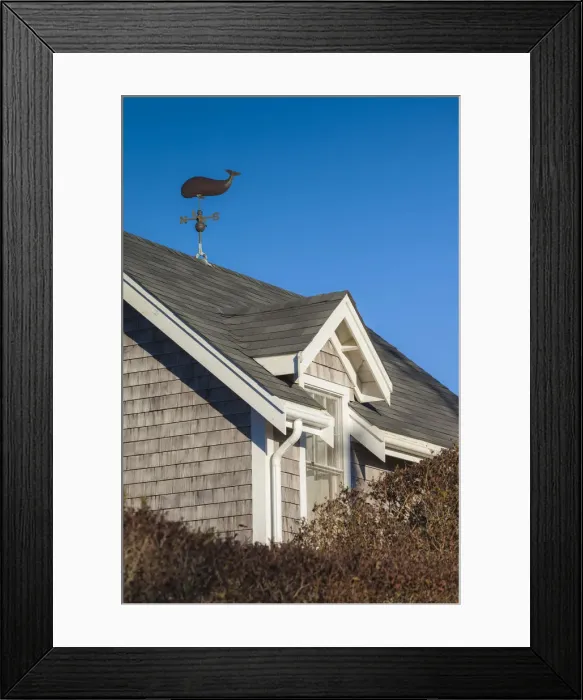 Framed Print : USA, New England, Massachusetts, Nantucket Island, Siasconset, cottage with whale-shaped Framed Print : USA, New England, Massachusetts, Nantucket Island, Siasconset, cottage with whale-shaped