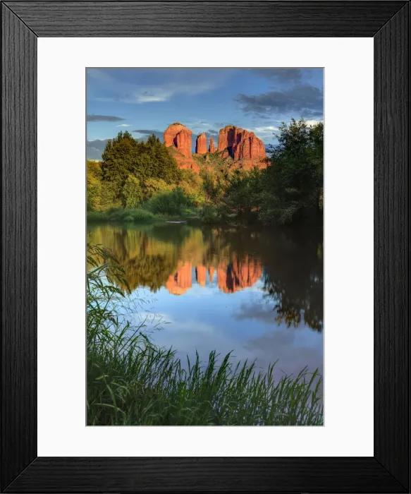 Framed Print : USA, Arizona, Sedona, Cathedral Rock glowing at sunset