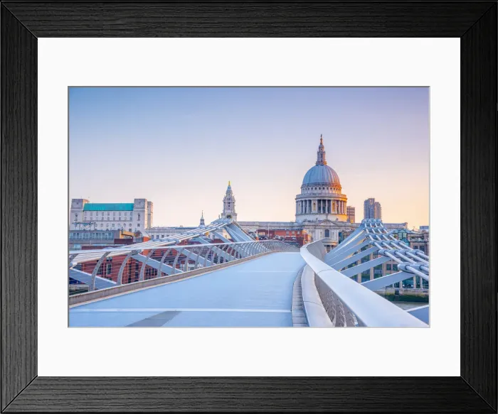Framed Print : UK, England, London, St. Pauls Cathedral and Millennium Bridge over River Thames Framed Print : UK, England, London, St. Pauls Cathedral and Millennium Bridge over River Thames