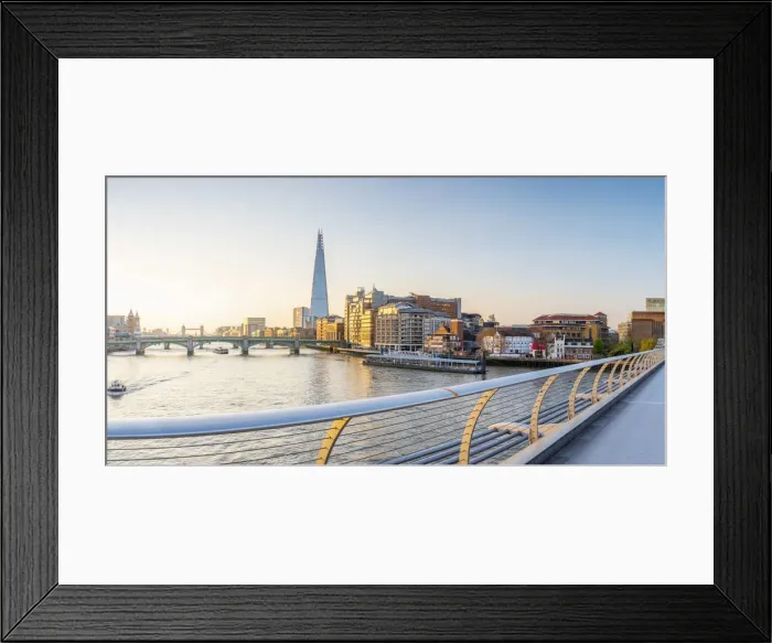 Framed Print : UK, England, London, Southwark, The Shard from Millennium Bridge over River Thames Framed Print : UK, England, London, Southwark, The Shard from Millennium Bridge over River Thames