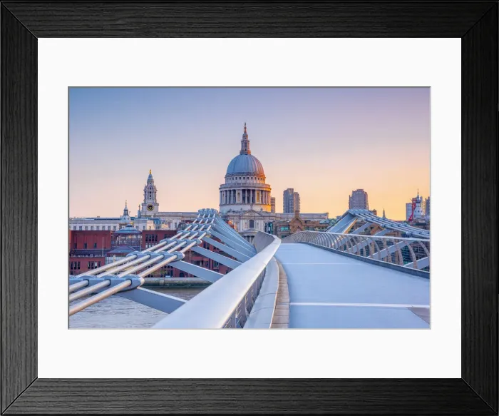 Framed Print : UK, England, London, St. Pauls Cathedral and Millennium Bridge over River Thames Framed Print : UK, England, London, St. Pauls Cathedral and Millennium Bridge over River Thames