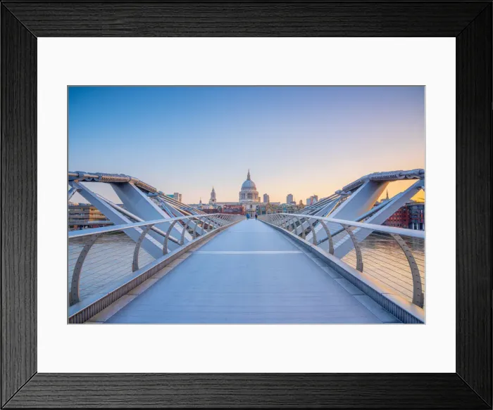 Framed Print : UK, England, London, St. Pauls Cathedral and Millennium Bridge over River Thames Framed Print : UK, England, London, St. Pauls Cathedral and Millennium Bridge over River Thames