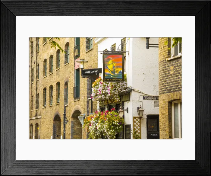 Framed Print : The Mayflower pub, Rotherhithe, London, England, UK - the Pilgrim Fathers set sail Framed Print : The Mayflower pub, Rotherhithe, London, England, UK - the Pilgrim Fathers set sail