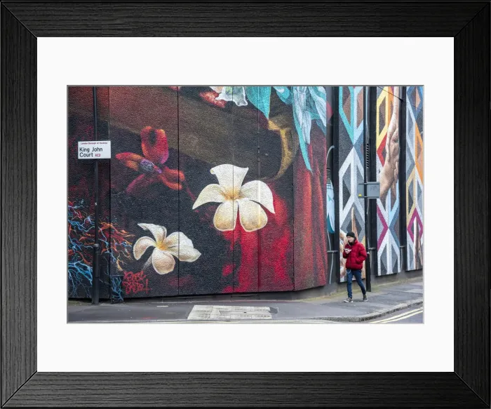 Framed Print : UK, England, London, Hackney, Shoreditch, King John Court, street art by Busk