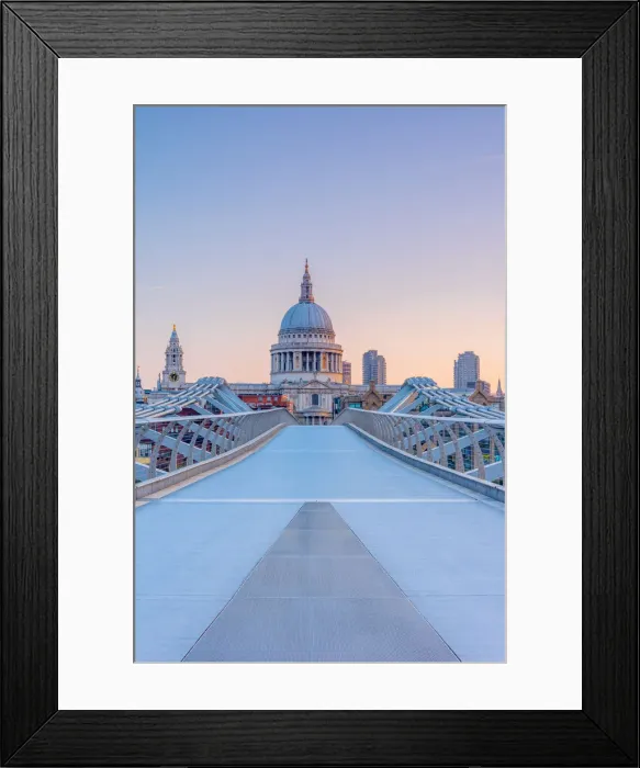 Framed Print : UK, England, London, St. Pauls Cathedral and Millennium Bridge over River Thames Framed Print : UK, England, London, St. Pauls Cathedral and Millennium Bridge over River Thames