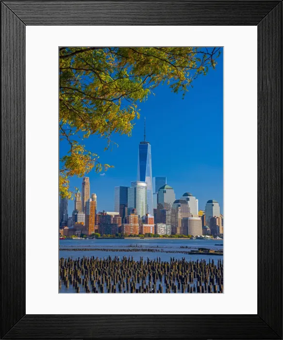 Framed Print : USA, New York, Manhattan, Lower Manhattan and World Trade Center, Freedom Tower across Framed Print : USA, New York, Manhattan, Lower Manhattan and World Trade Center, Freedom Tower across