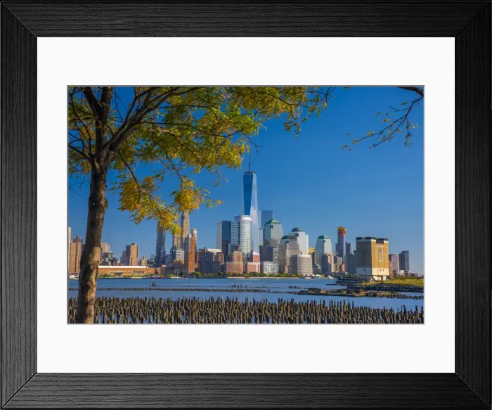 Framed Print : USA, New York, Manhattan, Lower Manhattan and World Trade Center, Freedom Tower across Framed Print : USA, New York, Manhattan, Lower Manhattan and World Trade Center, Freedom Tower across
