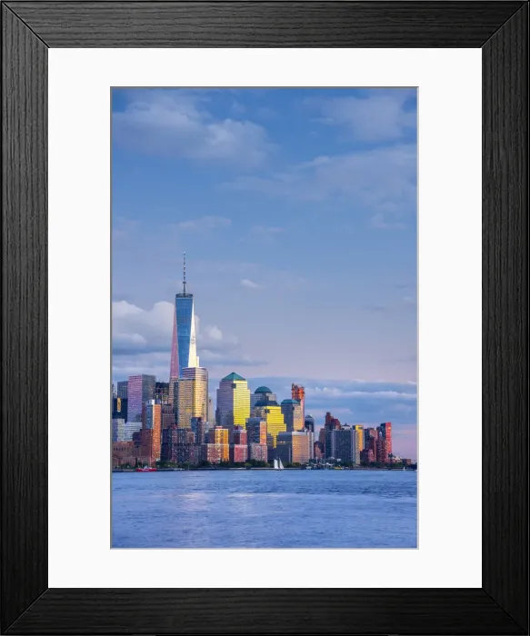 Framed Print : USA, New York, Manhattan, Lower Manhattan and World Trade Center, Freedom Tower across Framed Print : USA, New York, Manhattan, Lower Manhattan and World Trade Center, Freedom Tower across