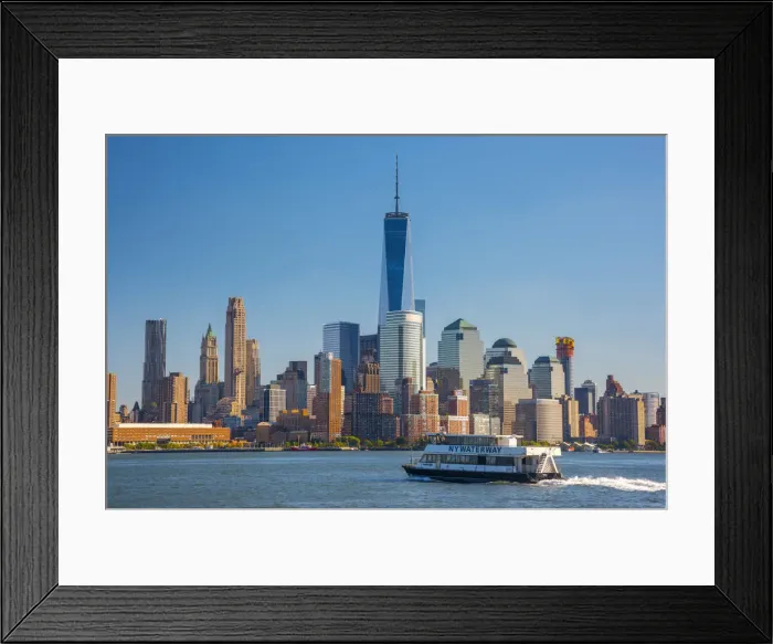 Framed Print : USA, New York, Manhattan, Lower Manhattan and World Trade Center, Freedom Tower across Framed Print : USA, New York, Manhattan, Lower Manhattan and World Trade Center, Freedom Tower across