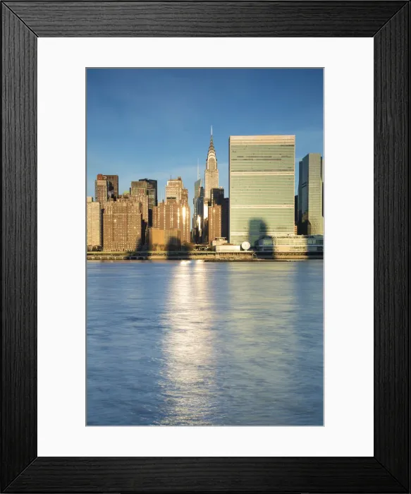 Framed Print : UN Building, Manhattan from Queens, New York City, USA