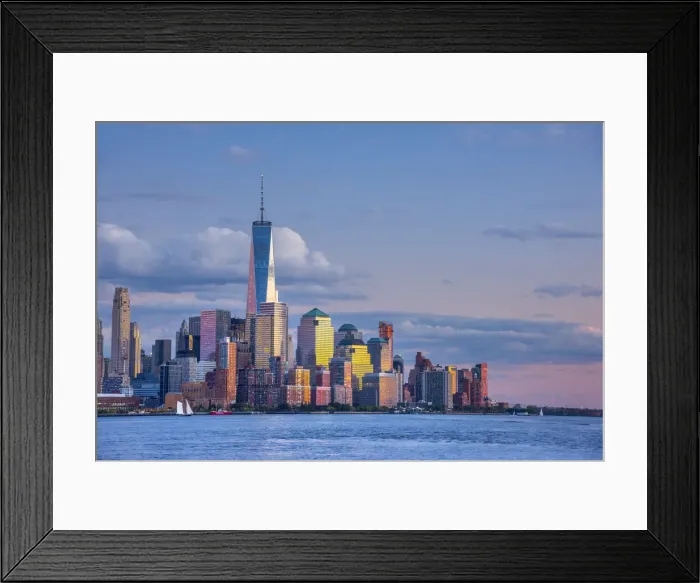 Framed Print : USA, New York, Manhattan, Lower Manhattan and World Trade Center, Freedom Tower across Framed Print : USA, New York, Manhattan, Lower Manhattan and World Trade Center, Freedom Tower across