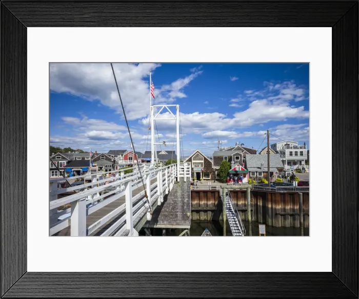 Framed Print : USA, Maine, Ogunquit, Perkins Cove, pedestrian drawbridge Framed Print : USA, Maine, Ogunquit, Perkins Cove, pedestrian drawbridge