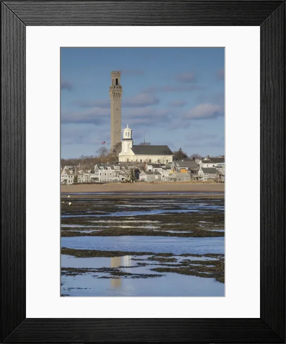 Framed Print : USA, Massachusetts, Cape Cod, Provincetown, town skyline with Provincetown Monument