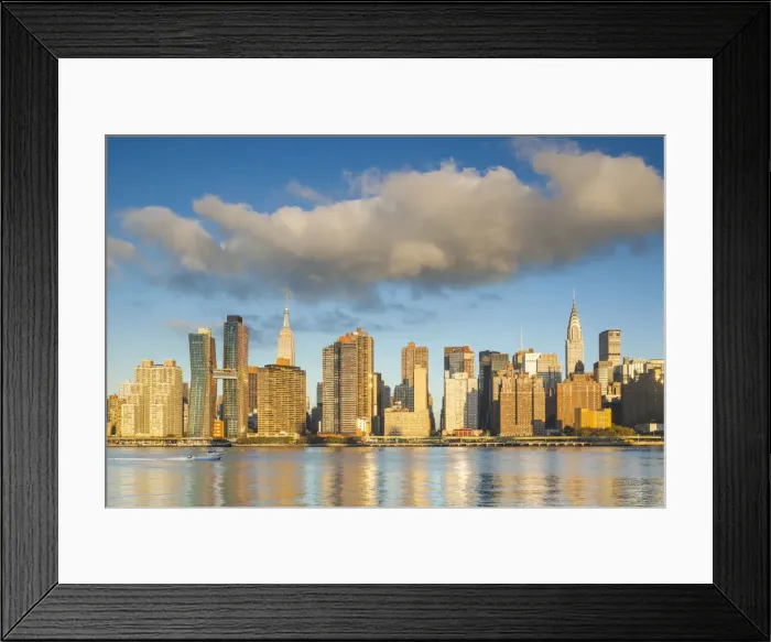 Framed Print : USA, New York, New York City, Long Island City, Mid town Manhattan skyline with Empire