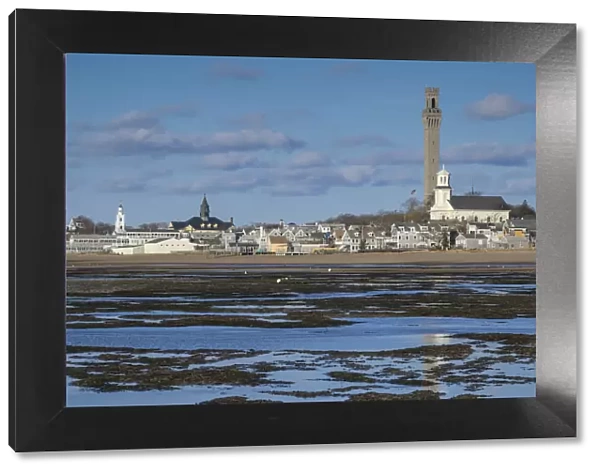 USA, Massachusetts, Cape Cod, Provincetown, town skyline with Provincetown Monument