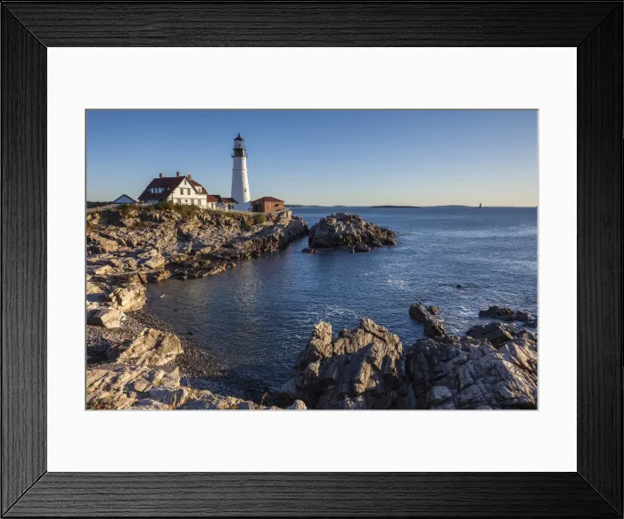 Framed Print : USA, Maine, Portland, Cape Elizabeth, Portland Head Light, lighthouse, morning