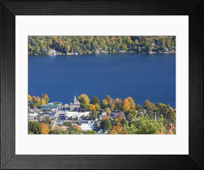 Framed Print : USA, New York, Adirondack Mountains, Lake George, elevated view, autumn Framed Print : USA, New York, Adirondack Mountains, Lake George, elevated view, autumn