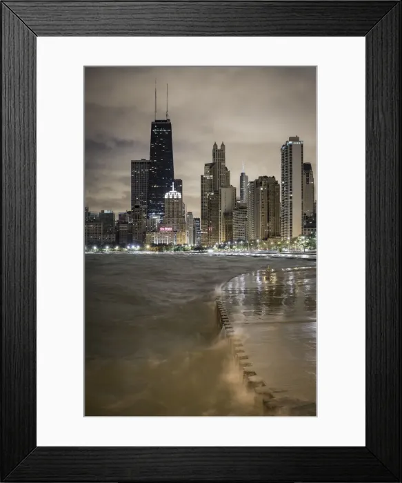 Framed Print : USA, Illinois, Chicago, The Hancock Tower and Downtown skyline from Lake Michigan Framed Print : USA, Illinois, Chicago, The Hancock Tower and Downtown skyline from Lake Michigan