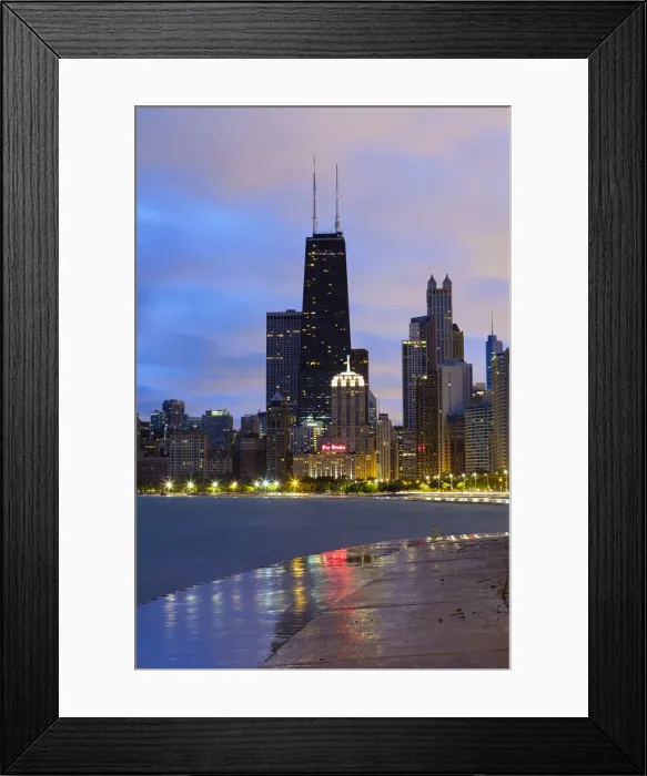 Framed Print : USA, Illinois, Chicago, The Hancock Tower and Downtown skyline from Lake Michigan Framed Print : USA, Illinois, Chicago, The Hancock Tower and Downtown skyline from Lake Michigan