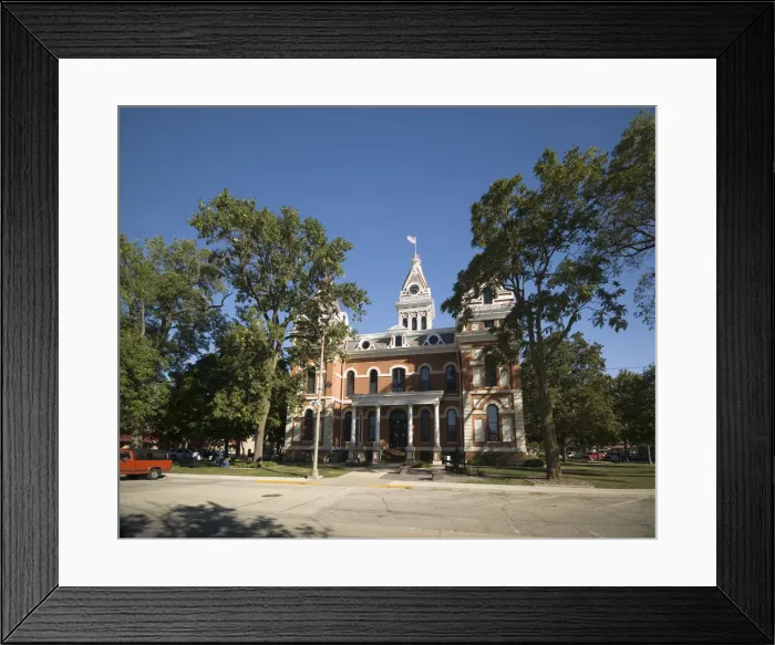 Framed Print : USA, Illinois, Old Route 66, Pontiac, Old Courthouse